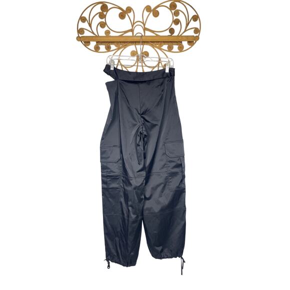 NEW Zara Black Satin cargo pants side cutout S - Picture 7 of 8